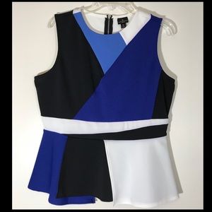 Sleeveless Colorblock Peplum Blouse